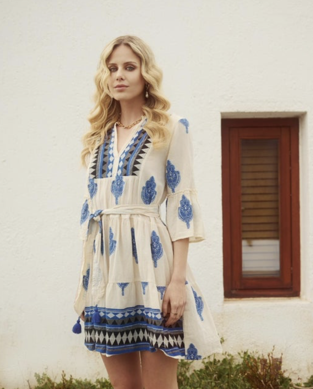 Greek Bohemian Embroidered Dress Hara NYC