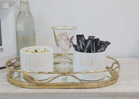 16"L Oval Mirror Tray
Leaf Design