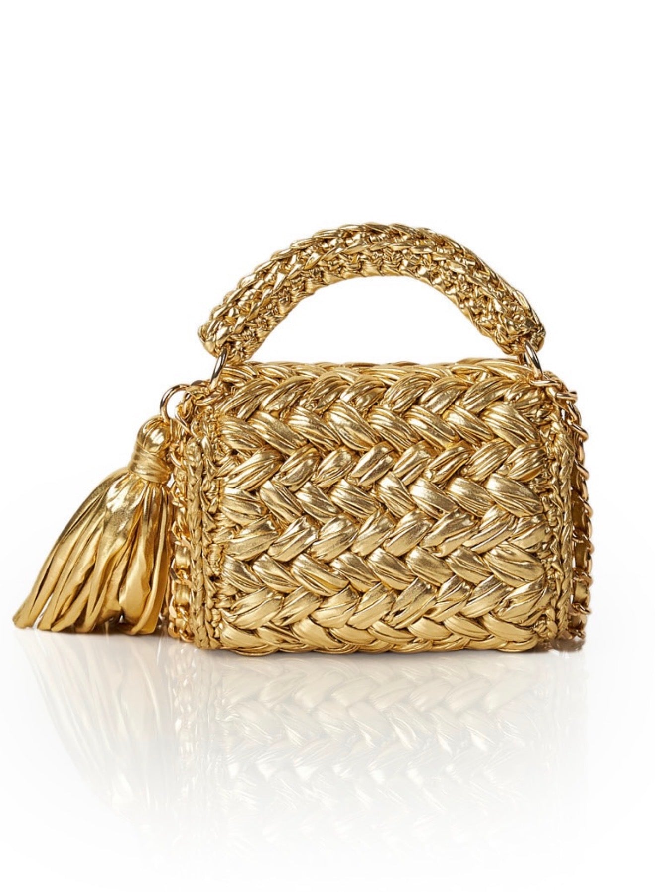 Seville Metallic Crochet Bronze Crossbody Bag