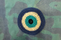 Keros P. Blue & Turquoise Knit Evil Eye Motif Clutch