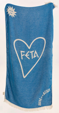 Feta Bright Blue Feather Beach Towel