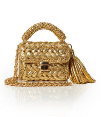 Seville Metallic Crochet Bronze Crossbody Bag