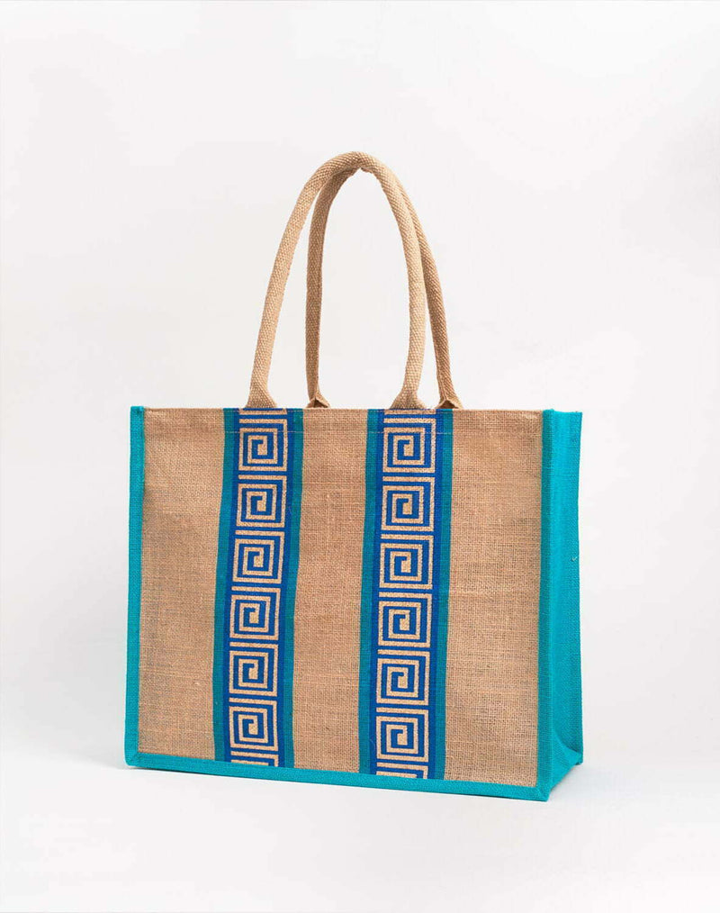 Large Double Meandros Jute Tote