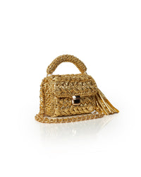 Seville Metallic Crochet Bronze Crossbody Bag