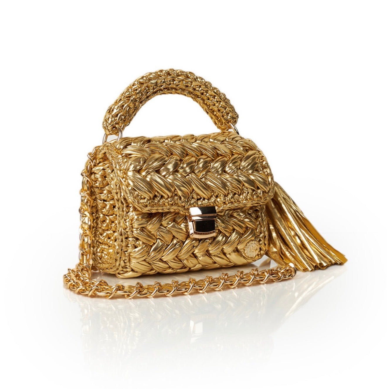 Seville Metallic Crochet Bronze Crossbody Bag