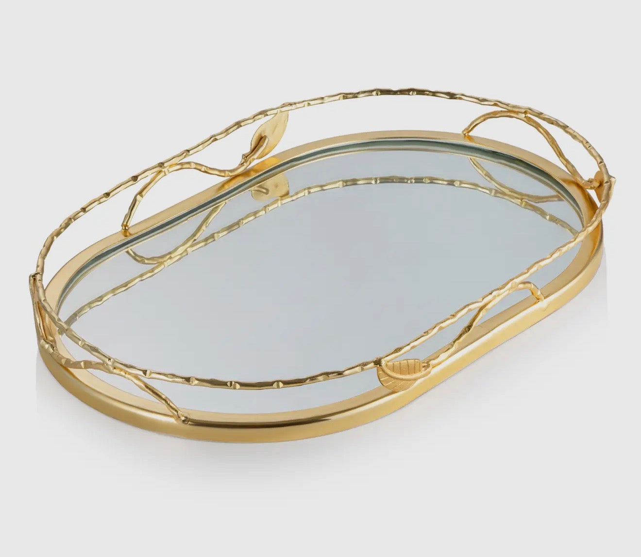 16"L Oval Mirror Tray
Leaf Design