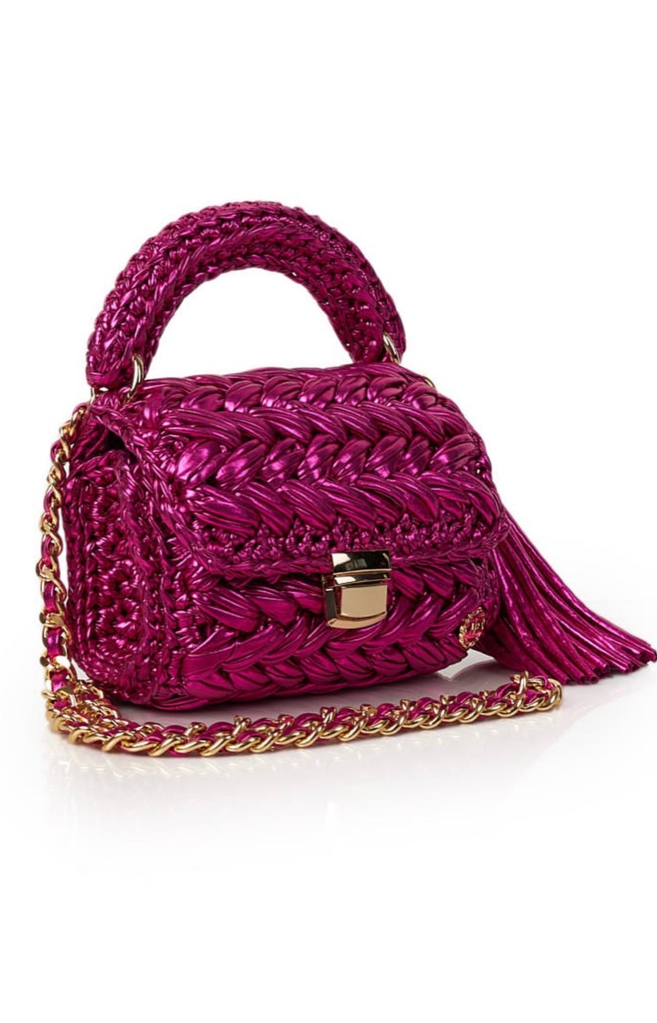 Seville Metallic Crochet Bronze Crossbody Bag