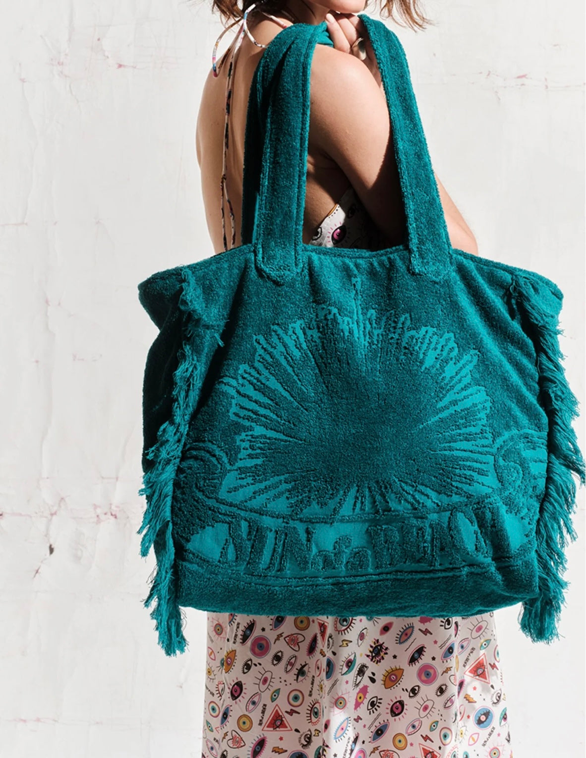 Fringed Terry Large Beach Tote Bag