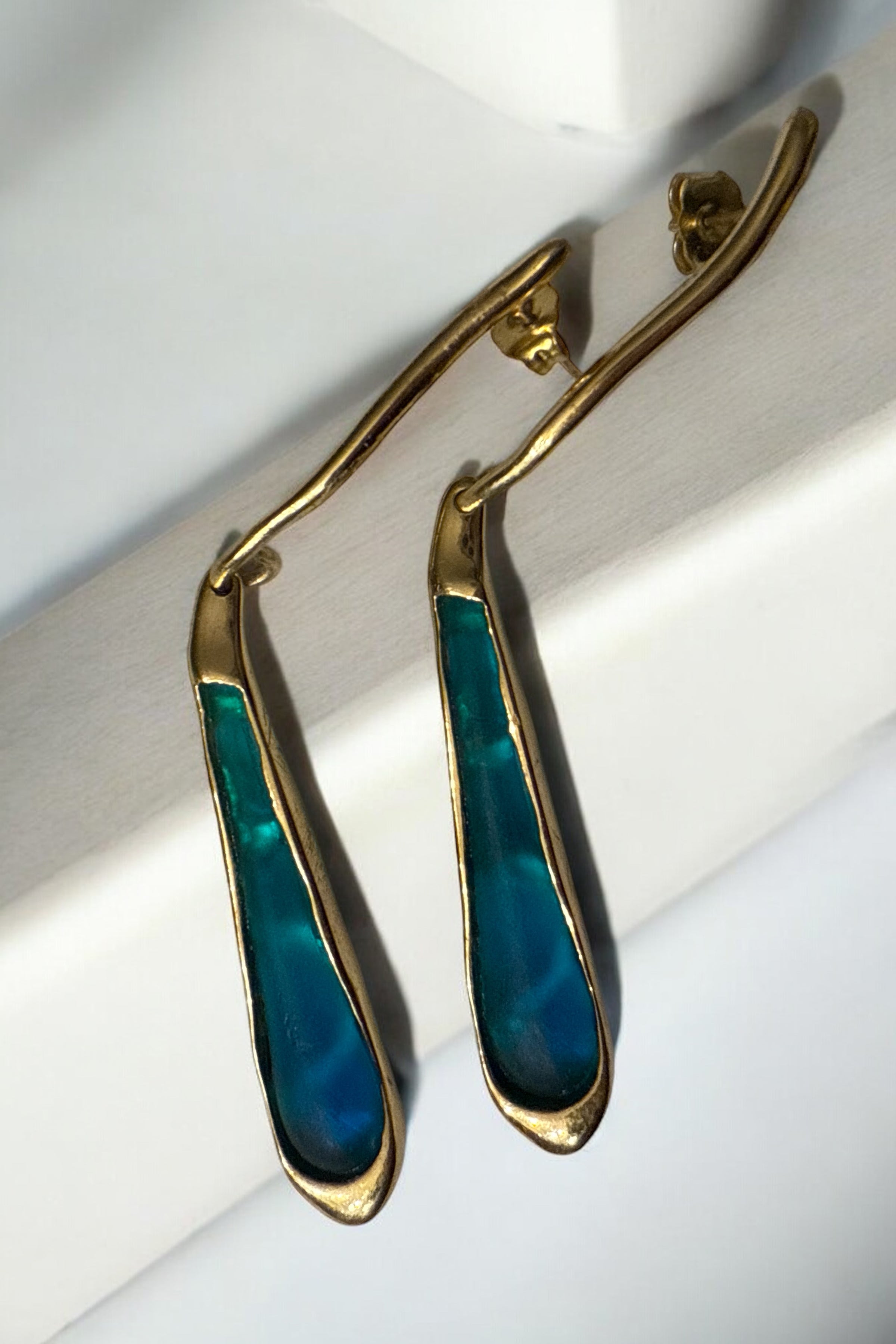 Ice Earrings Blue Resin