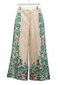 Flare Printed Pants Wide Leg Green-Brown Motif