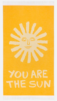 You Are The Sun Sunflower Feather Beach Towel