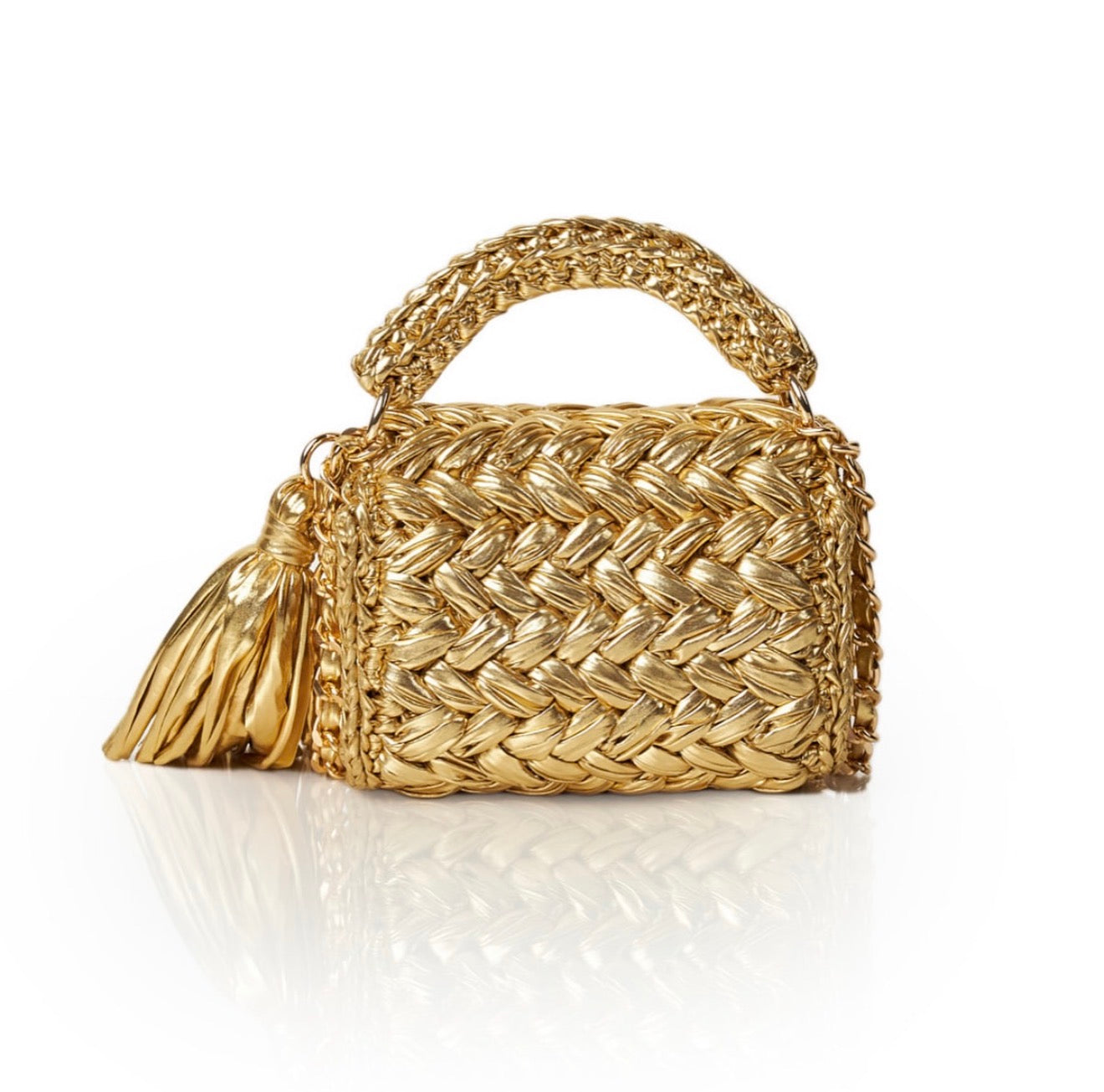 Seville Metallic Crochet Bronze Crossbody Bag