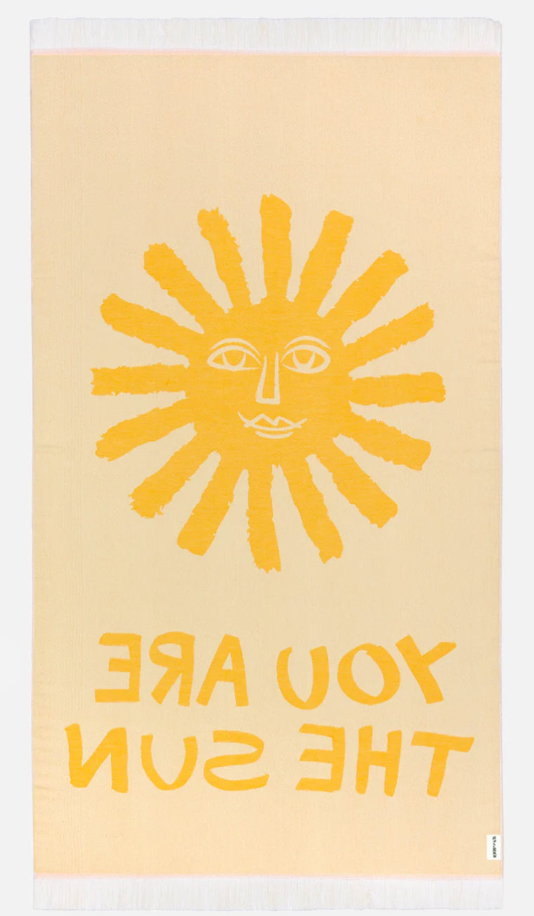 You Are The Sun Sunflower Feather Beach Towel