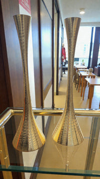 Gold Brass Set Of Two Candelsticks