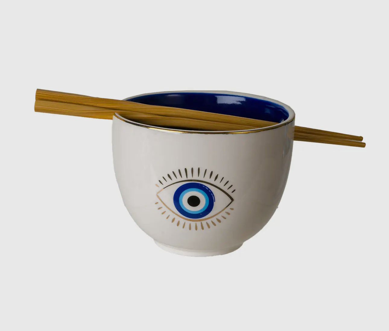 Evil Eye Ramen Bowl With Chopsticks