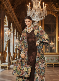 Oversized Borcade Maxi Coat With Floral