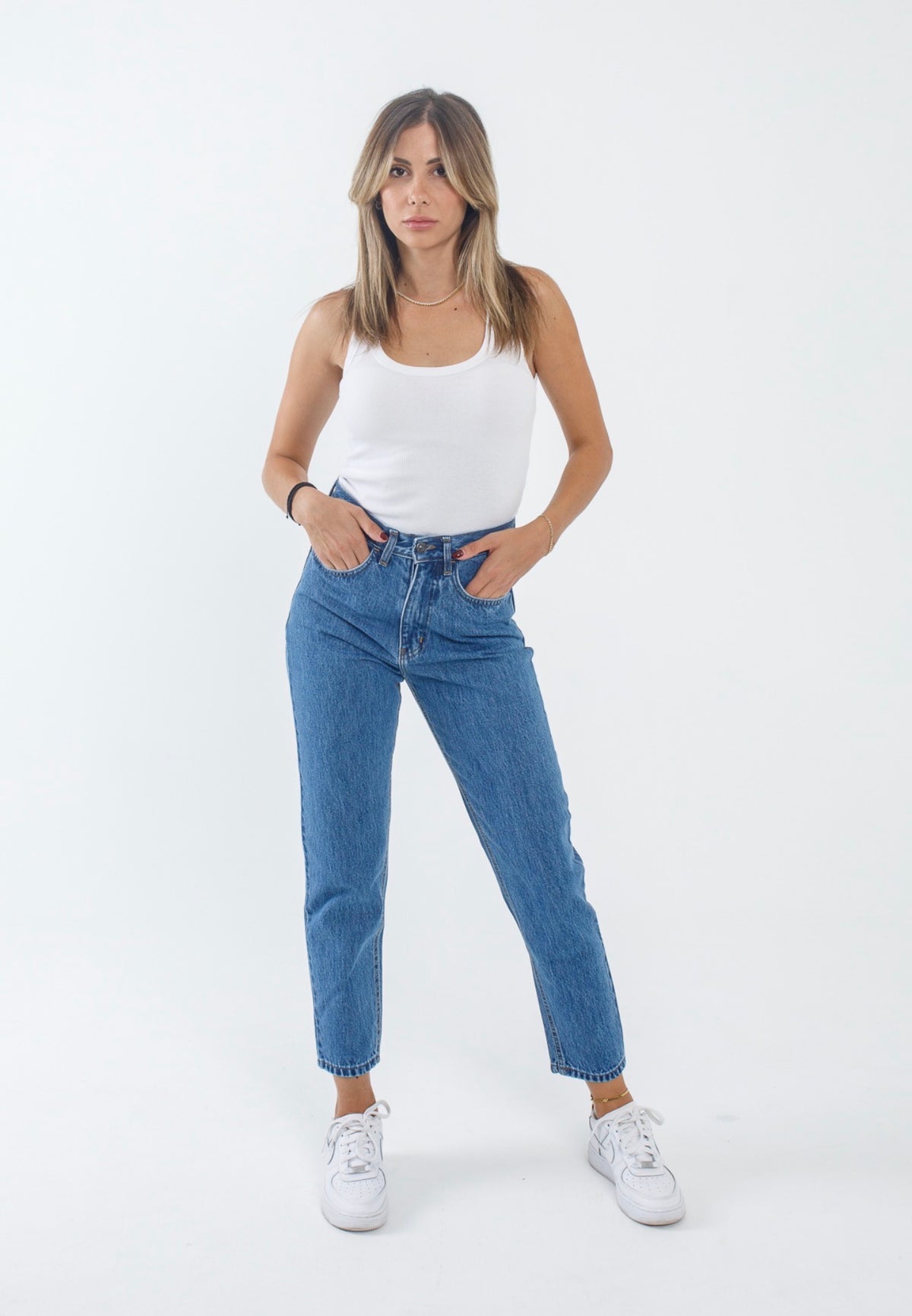 Cynthia Mid Blue Straight Leg Jeans