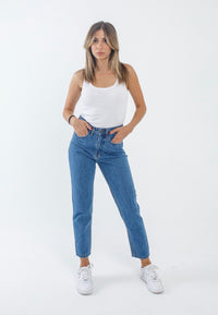 Cynthia Mid Blue Straight Leg Jeans