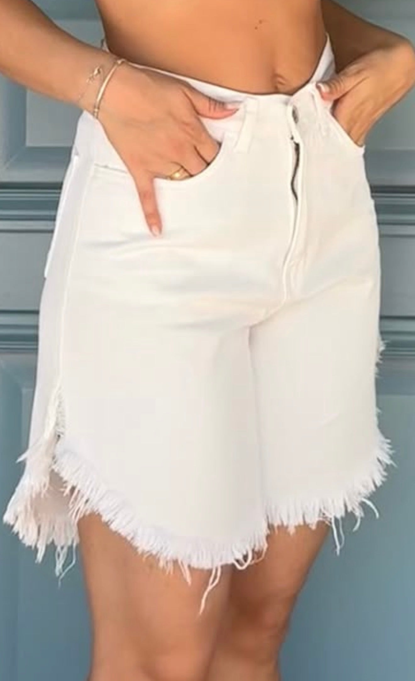 Moli White Fringed Shorts