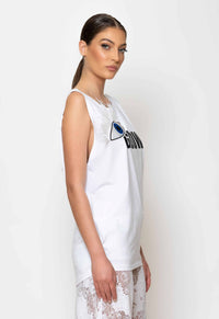 Eye and logo embellished T-shirt
