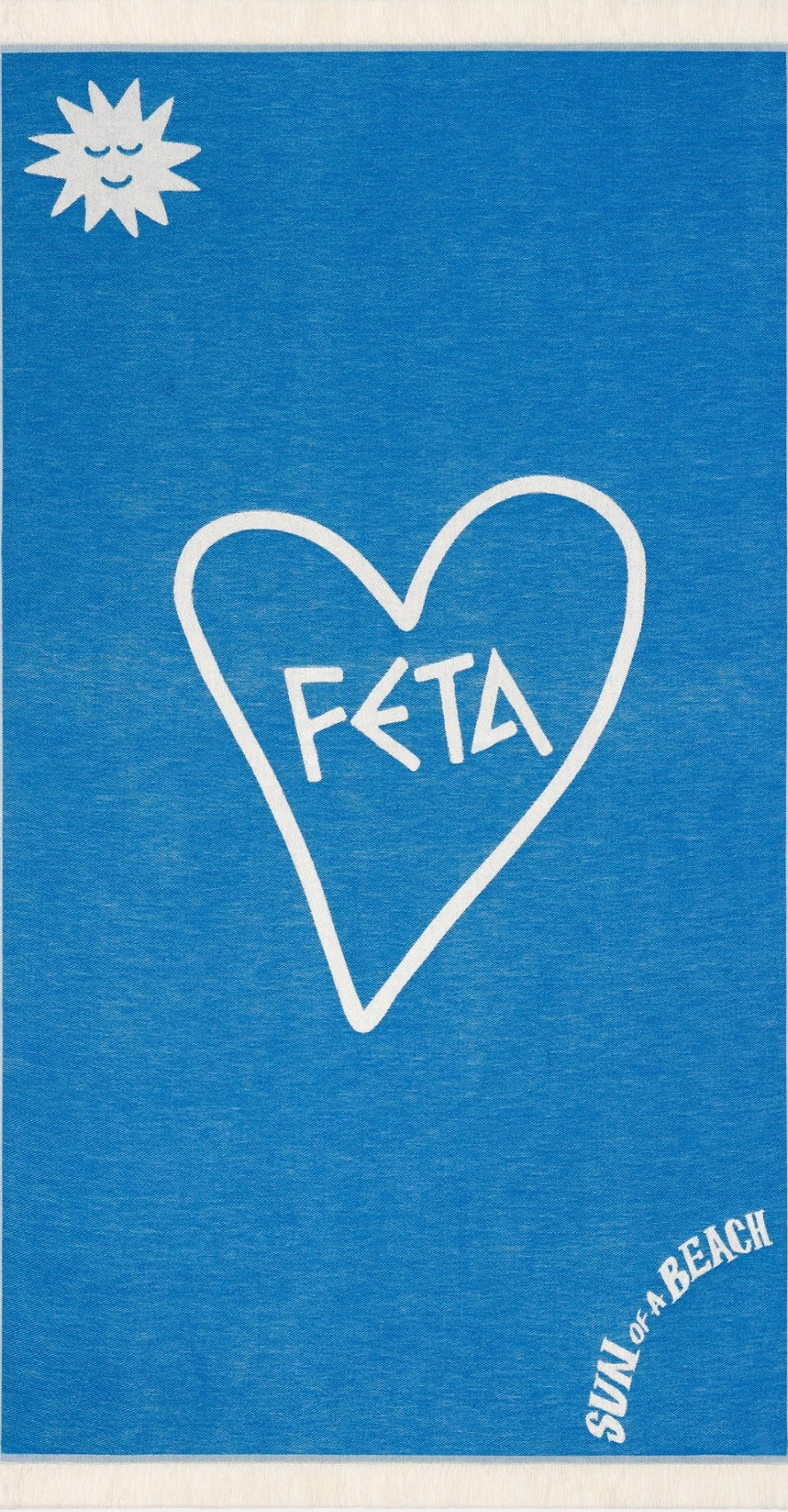 Feta Bright Blue Feather Beach Towel