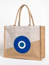 Large Evil Eye Jute Tote