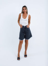 Dona Gray-Black Fringed Shorts