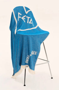 Feta Bright Blue Feather Beach Towel