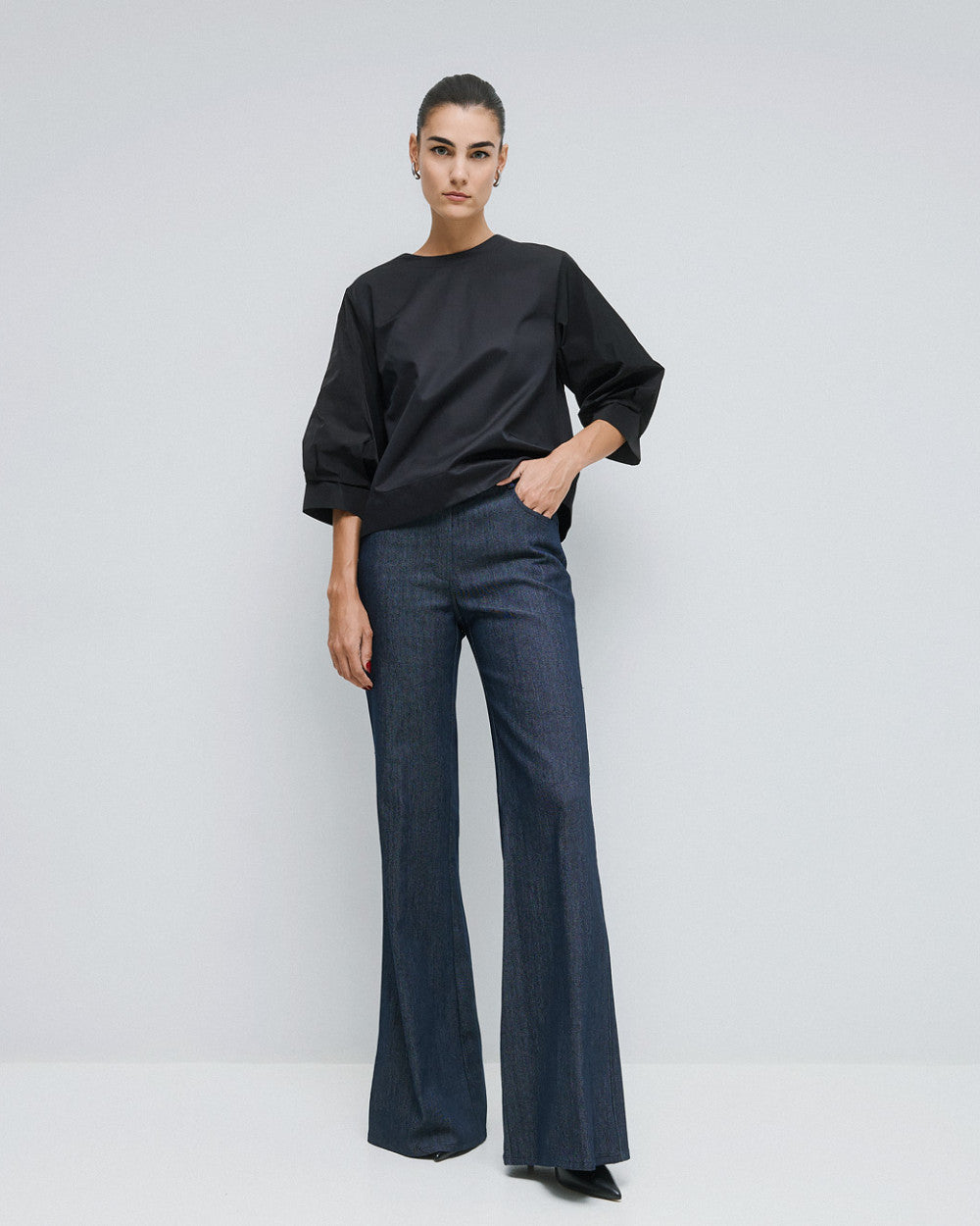 Taffeta Puffy Sleeve Blouse