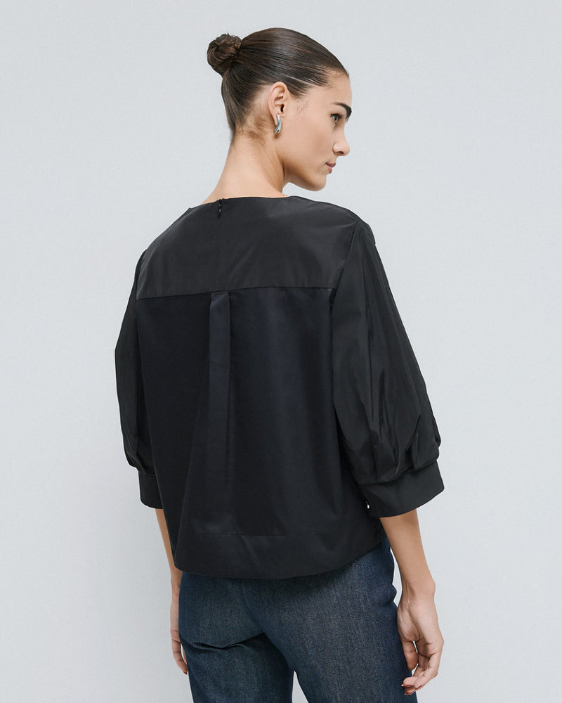 Taffeta Puffy Sleeve Blouse