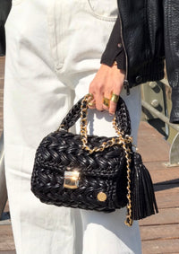 Seville Metallic Crochet Bronze Crossbody Bag