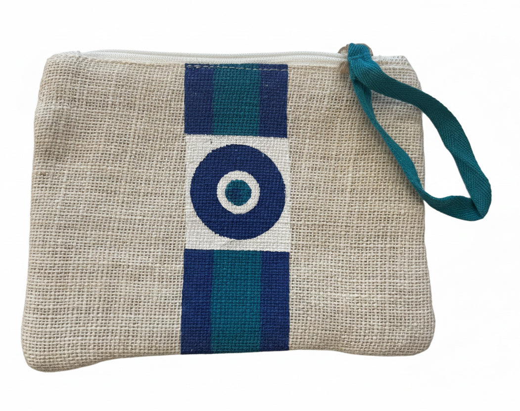 Small White Clutch With Evil Eye