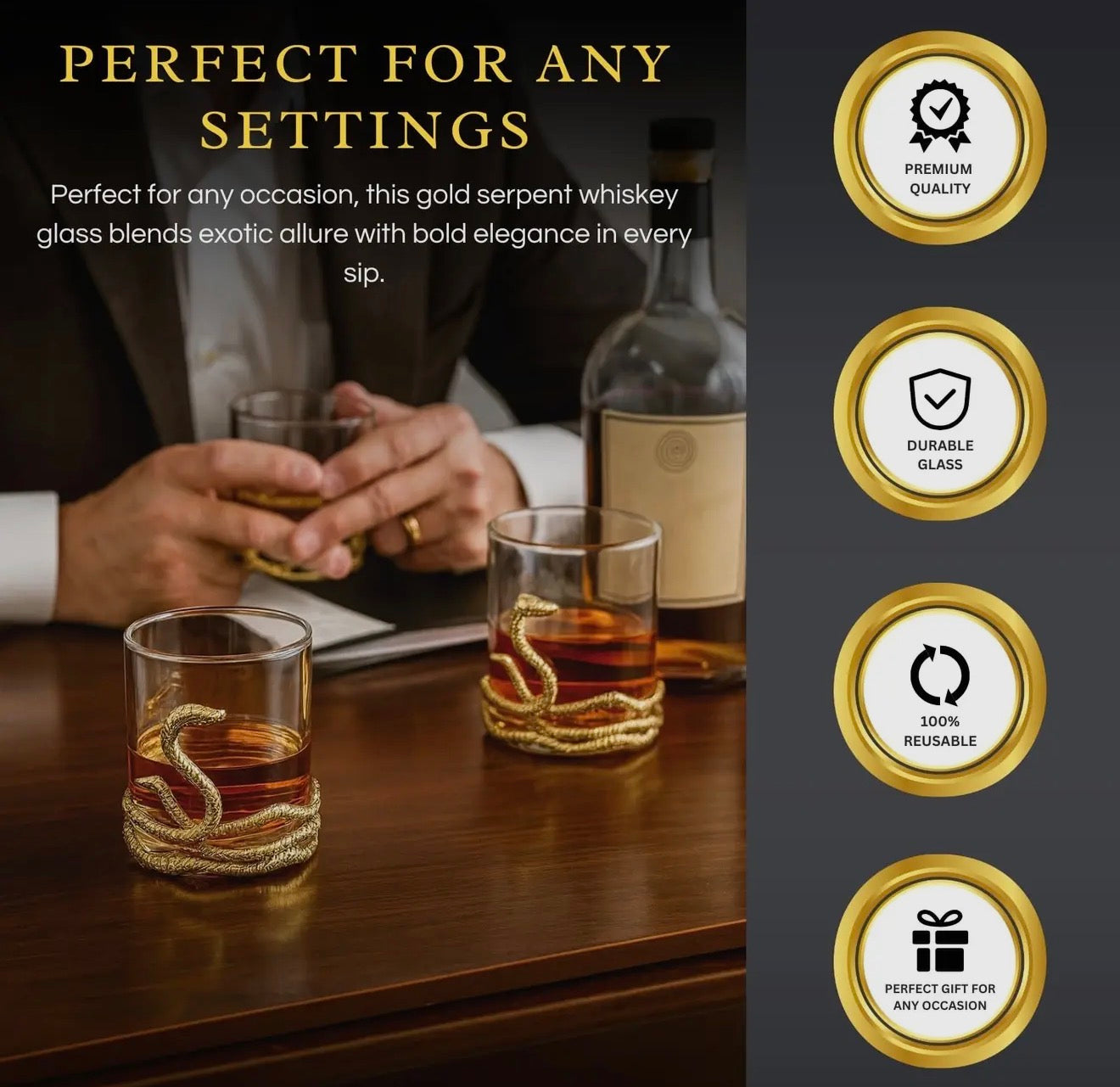 Snake Serpent Whisky Glasses - Set of 2