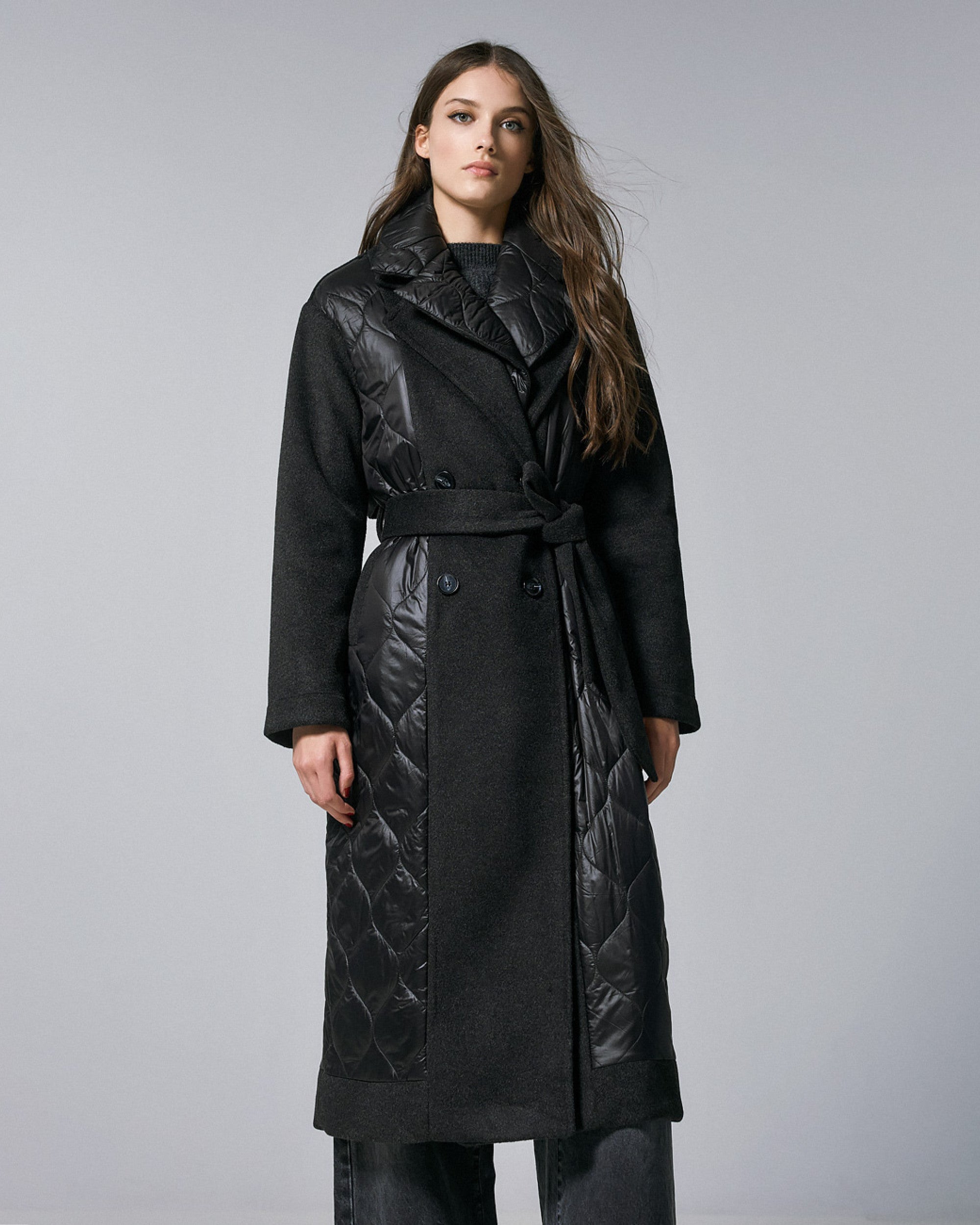Long Coat with Mix Quilt