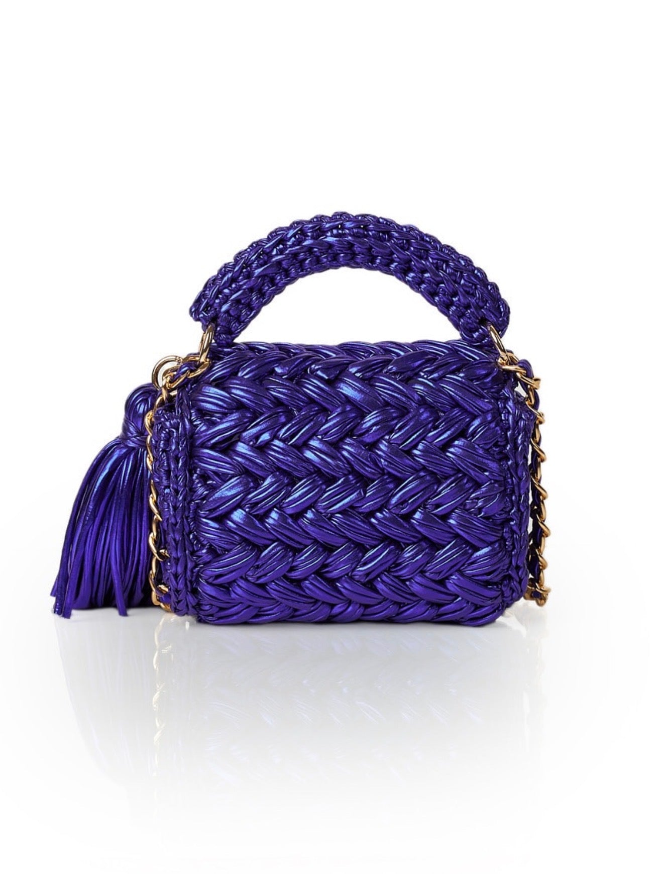 Seville Metallic Crochet Bronze Crossbody Bag
