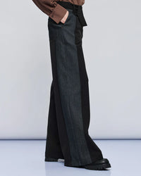 Wide Leg Pants with Denim Details