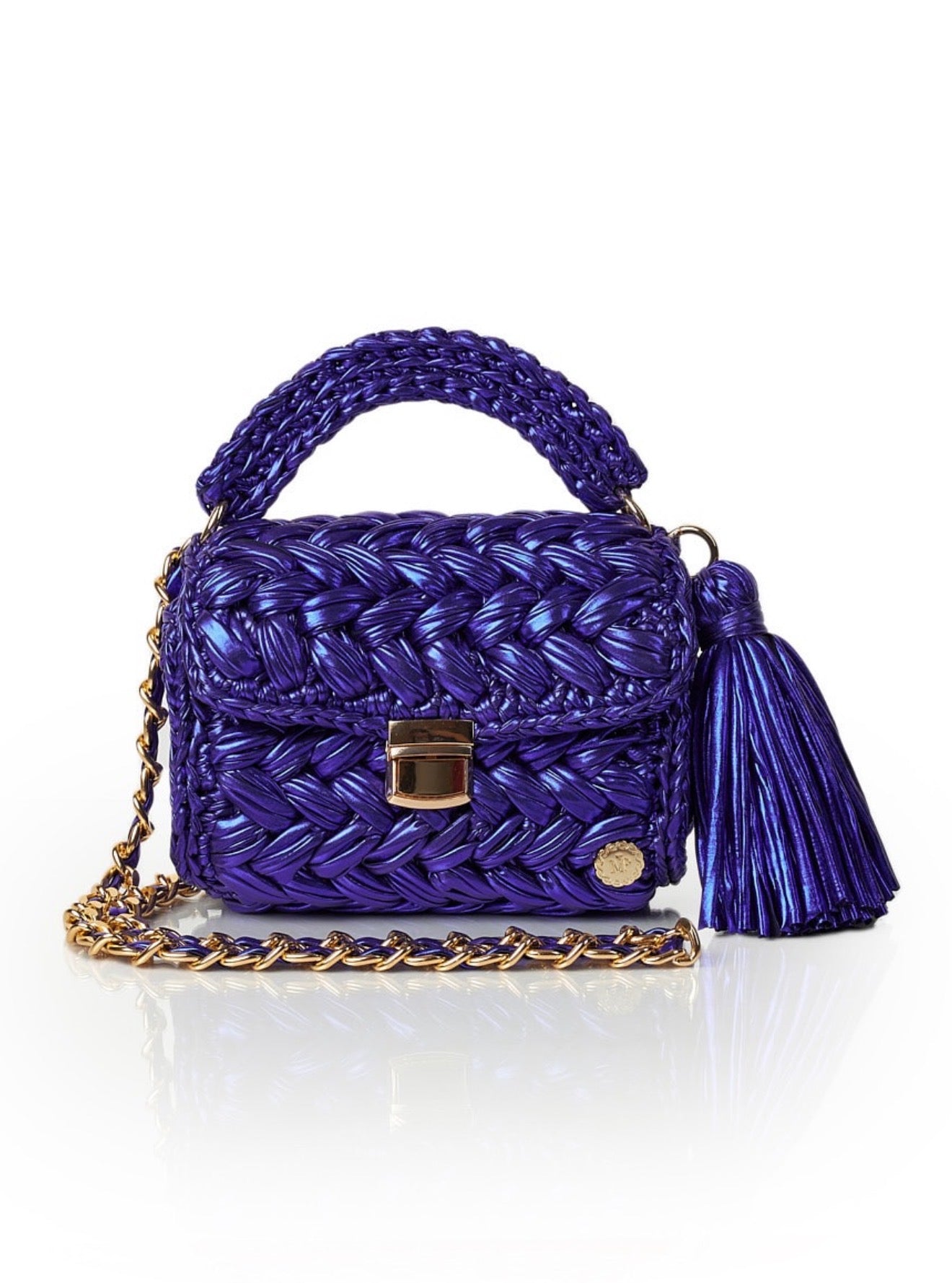 Seville Metallic Crochet Bronze Crossbody Bag