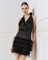 Mini Halter Dress With Feathers