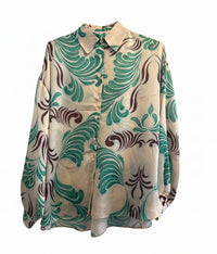 Flare Printed Pants Wide Leg Green-Brown Motif