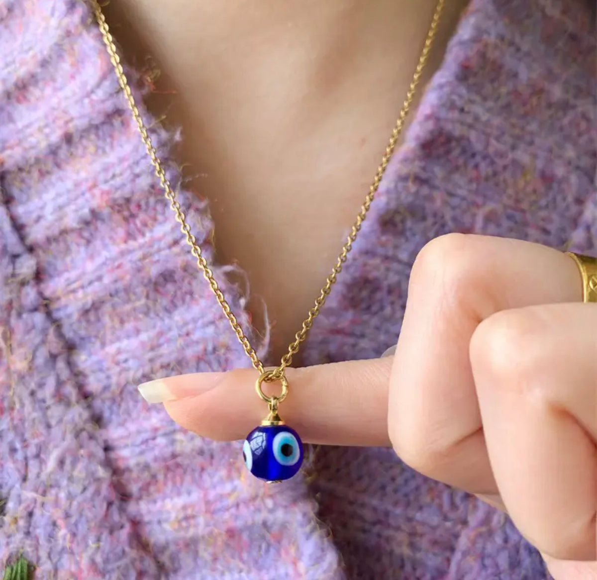 Blue Evil Eye Pendant Necklace