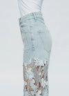 High Rise Wide Leg Lace Jeans