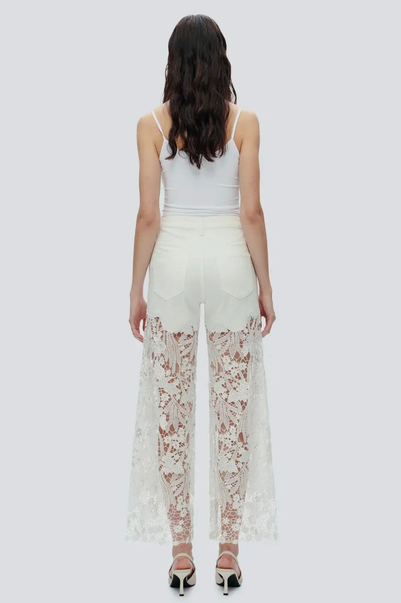 High Rise Wide Leg Lace Jeans