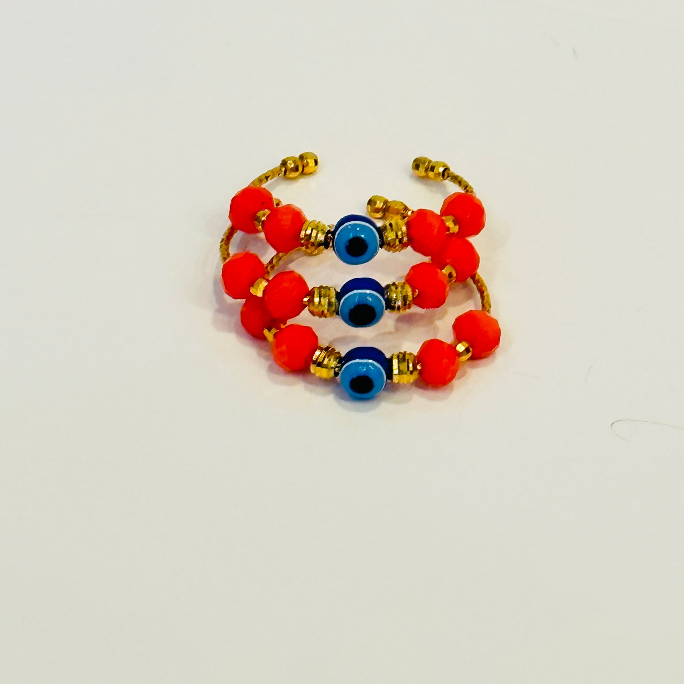 Coral Evil Eye Ring