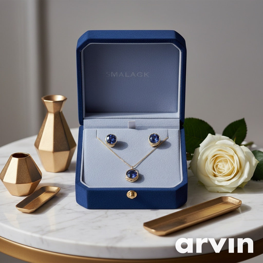 Brass Stud Set Erinite Crystal