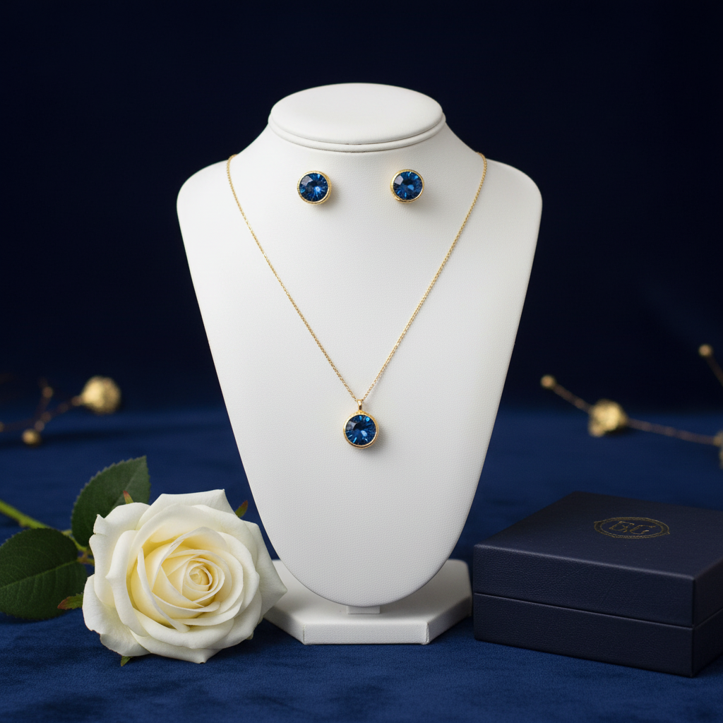 Brass Stud Set Tanzanite Crystal