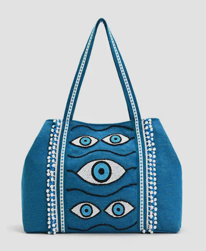 Evil Eye Tufted Embellished Tote