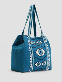 Evil Eye Tufted Embellished Tote