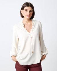 V-Neck Rope Tie Blouse