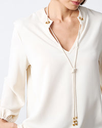 V-Neck Rope Tie Blouse