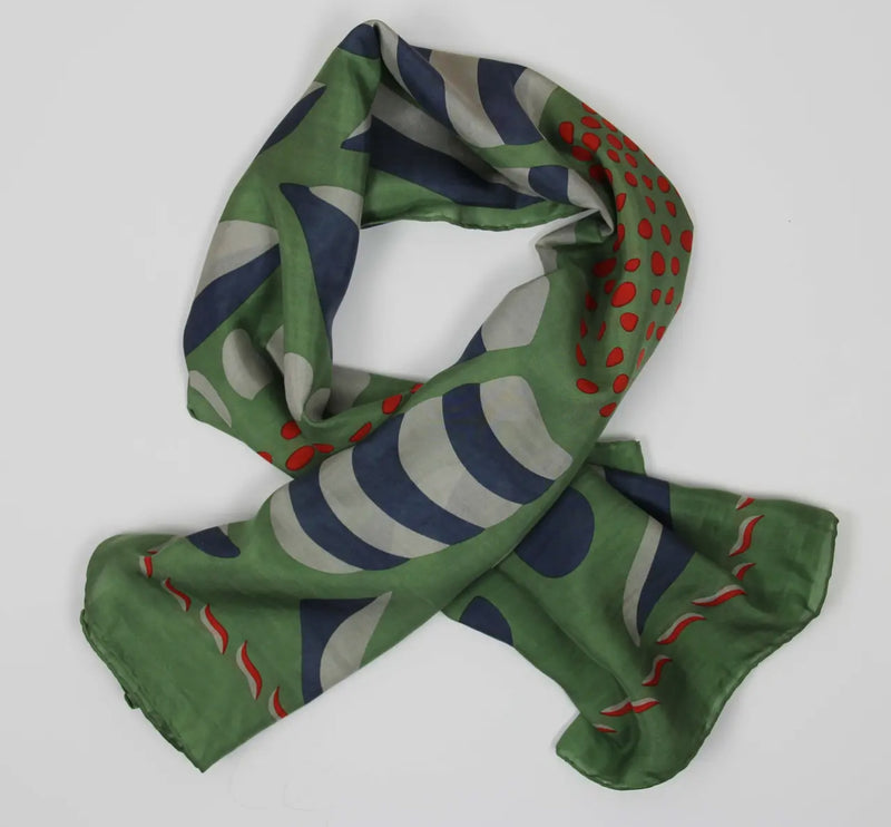 Khaki Myosotis Silk Scarf